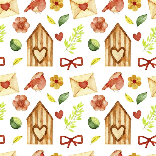 Sulu Boya renkli Sevgililer günü seamless modeli. 