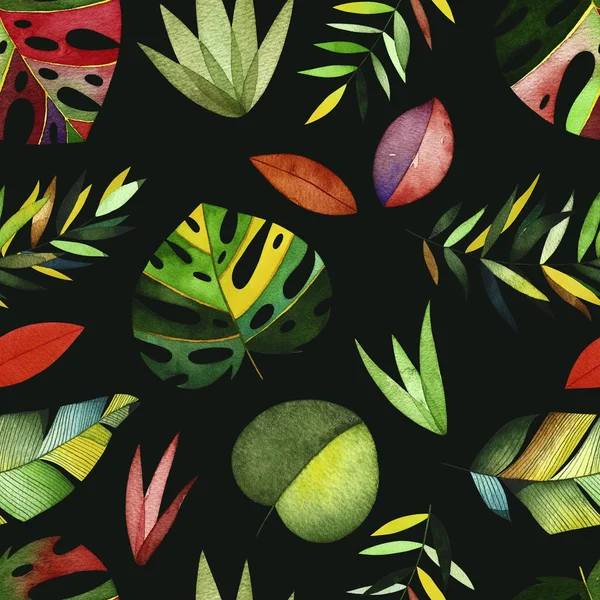 Akvarell tropiskt sömlöst mönster. — Stockfoto