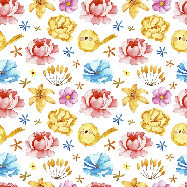 suluboya çiçek seamless modeli. 