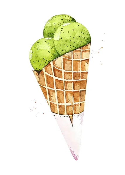 Nefis küme. Dondurma ile suluboya kartpostal.