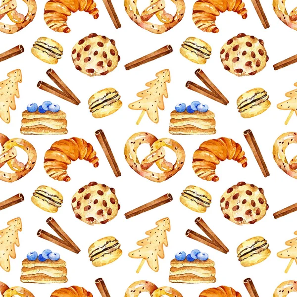 Watercolor yummy seamless pattern. — Stock Photo, Image