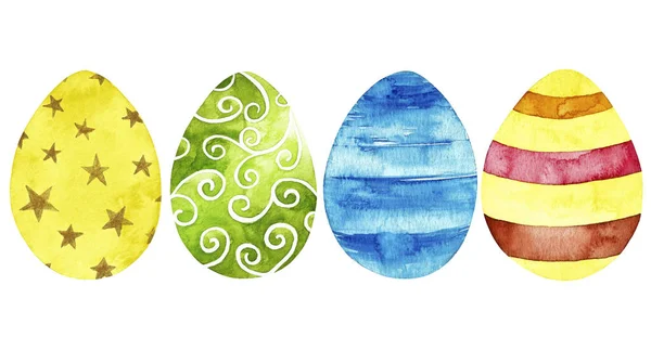 Watercolor eggs set for Happy Easter. — Stock Photo, Image