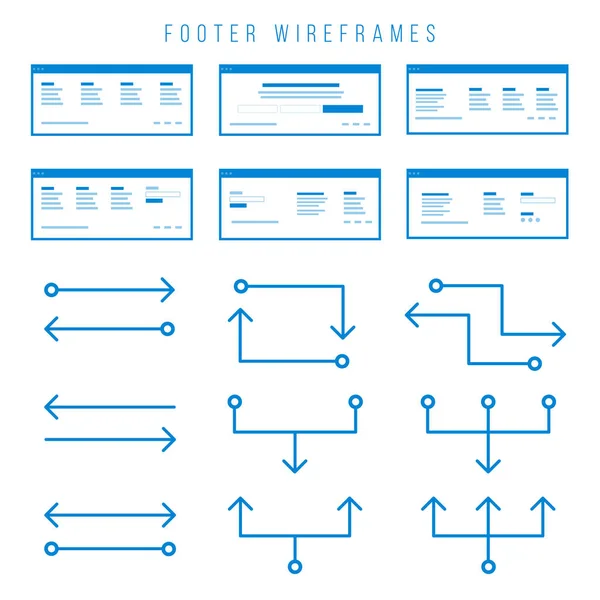 Footer Wireframe components for prototypes. — Stock Vector