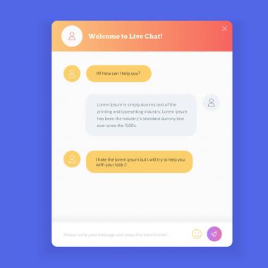 Web sitesinde canlı destek elde etmek için canlı sohbet penceresi. İletişim formu canlı destek.