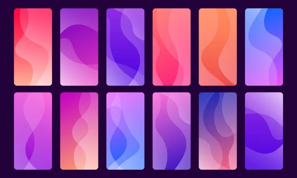 Set van 12 mooie en trendy wallpapers voor mobiele apps. — Stockvector