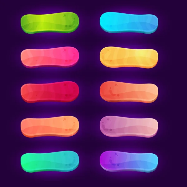 Set de 10 coloridos botones de juego sobre fondo oscuro — Vector de stock