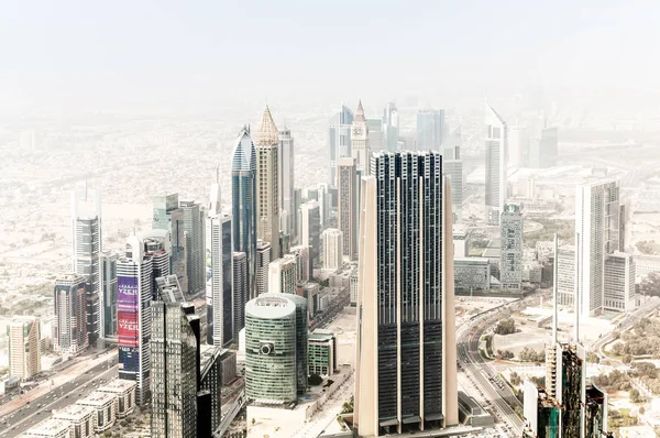 Dubai skyscrapers in desert — Stock Photo, Image