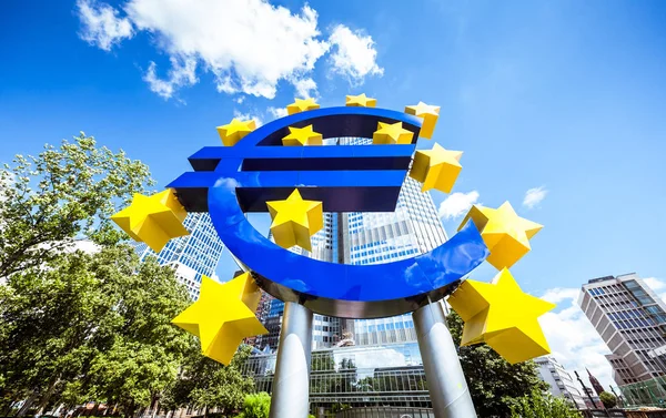 Ecb のユーロ通貨記号 ストックフォト