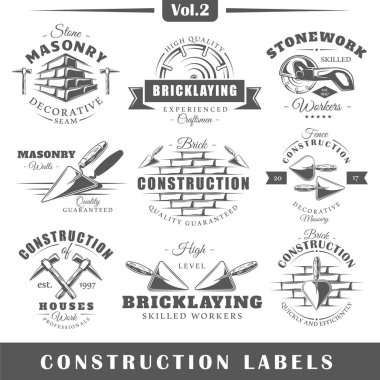 Vintage construction labels clipart