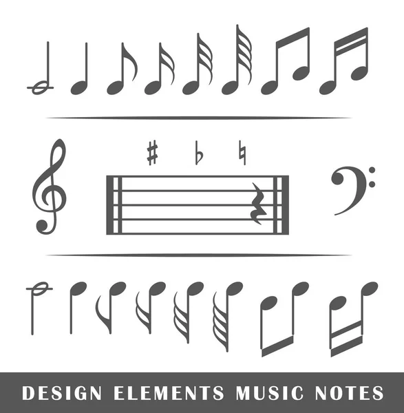 Musikaliska anteckningar isolerade på vit bakgrund — Stock vektor