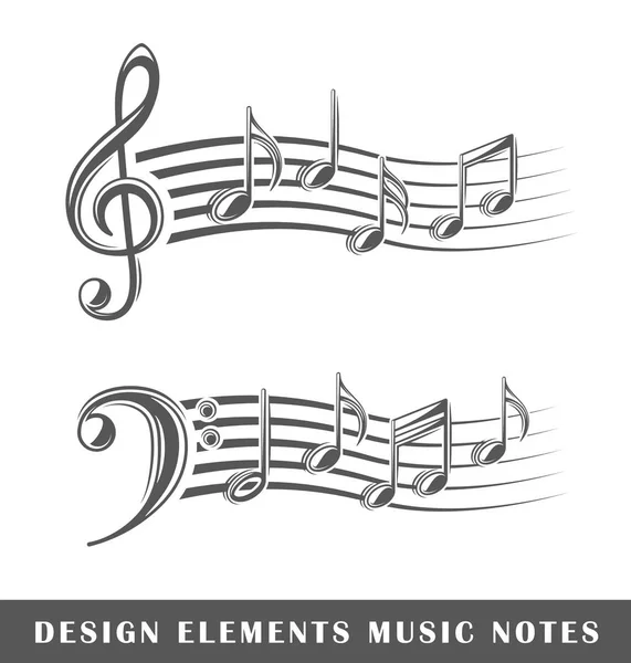 Notas musicales aisladas sobre fondo blanco — Vector de stock