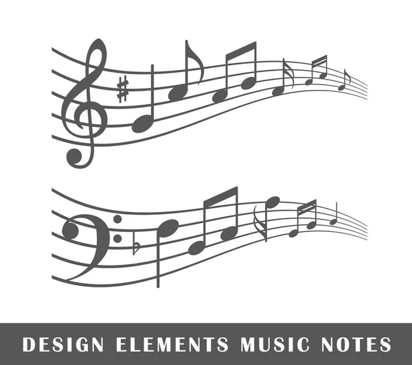 Notas musicales aisladas sobre fondo blanco — Vector de stock