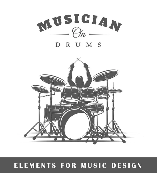 Trummisen spelar trummor — Stock vektor