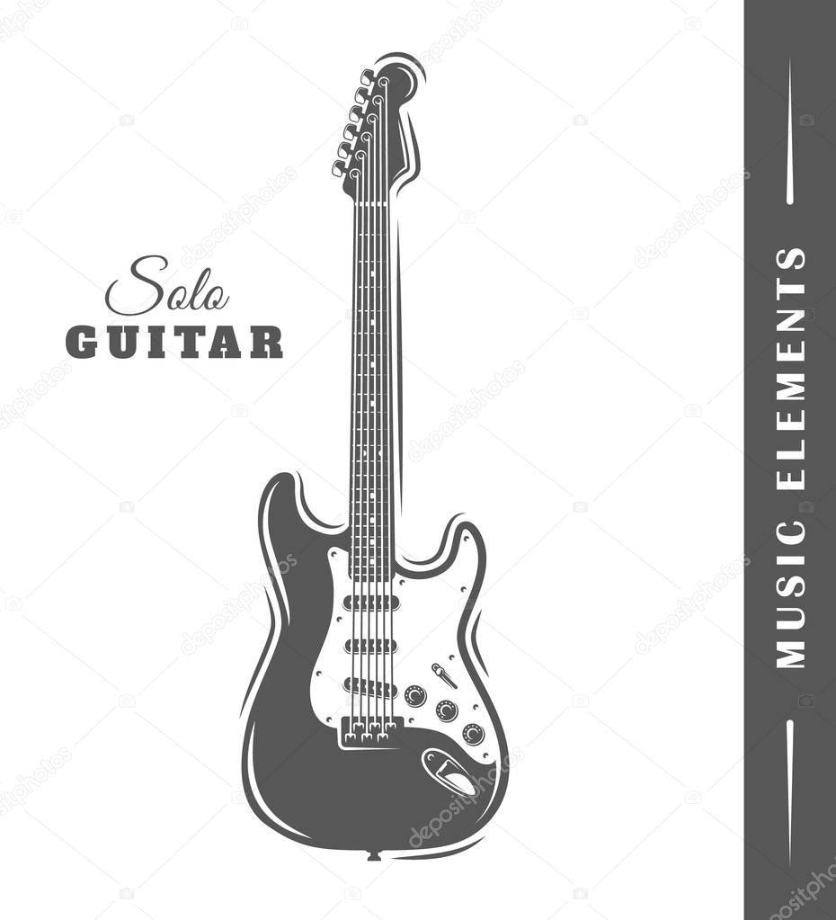 Electric guitar isolated on white background. Element for design. Vector illustration