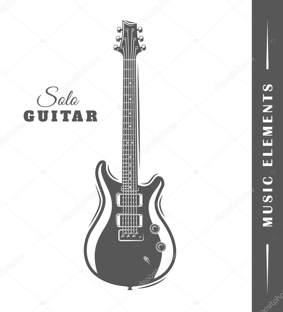 Electric guitar isolated on white background. Element for design. Vector illustration