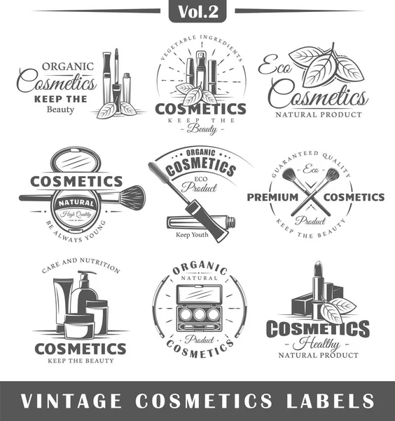 Uppsättning vintage kosmetika etiketter, logotyper — Stock vektor