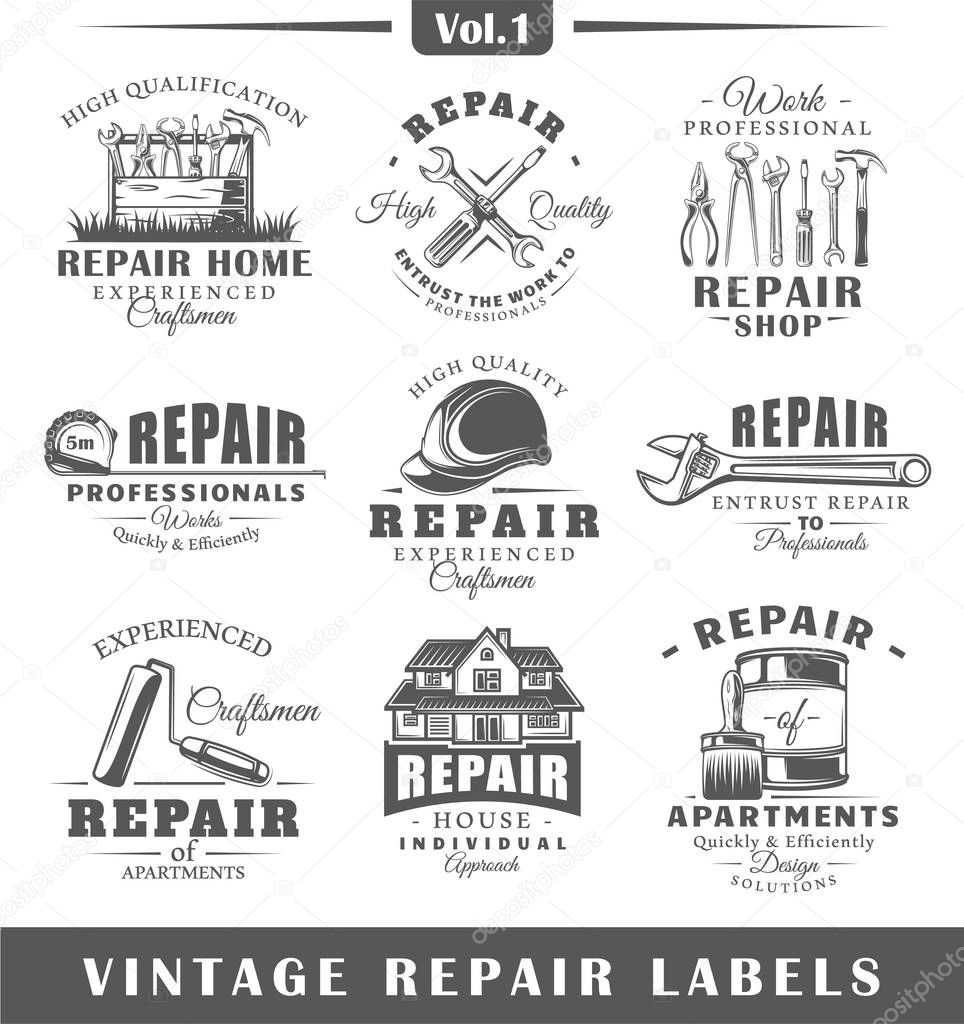 Set of vintage repair labels. Vol.1.
