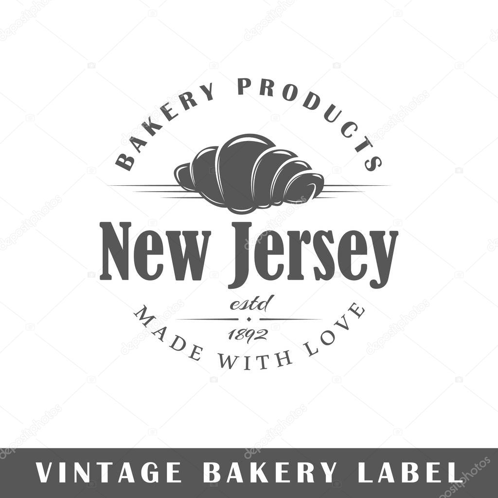 Bakery label isolated on white background. Design element. Template for logo, signage, branding design. Vector illustration