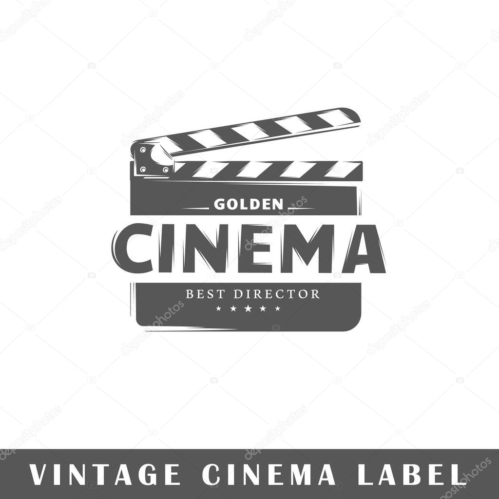 Cinema label isolated on white background. Design element. Template for logo, signage, branding design. Vector illustration