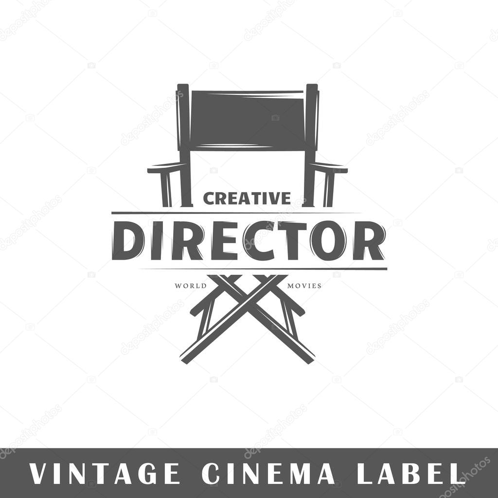 Cinema label isolated on white background. Design element. Template for logo, signage, branding design. Vector illustration