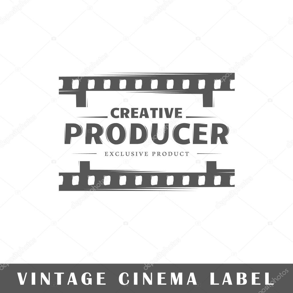 Cinema label isolated on white background. Design element. Template for logo, signage, branding design. Vector illustration