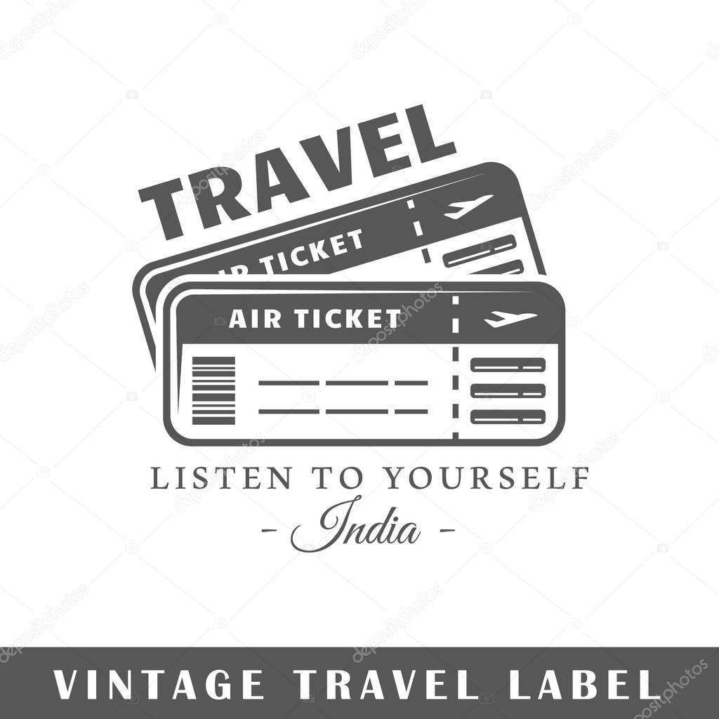 Travel label isolated on white background. Design element. Template for logo, signage, branding design. Vector illustration