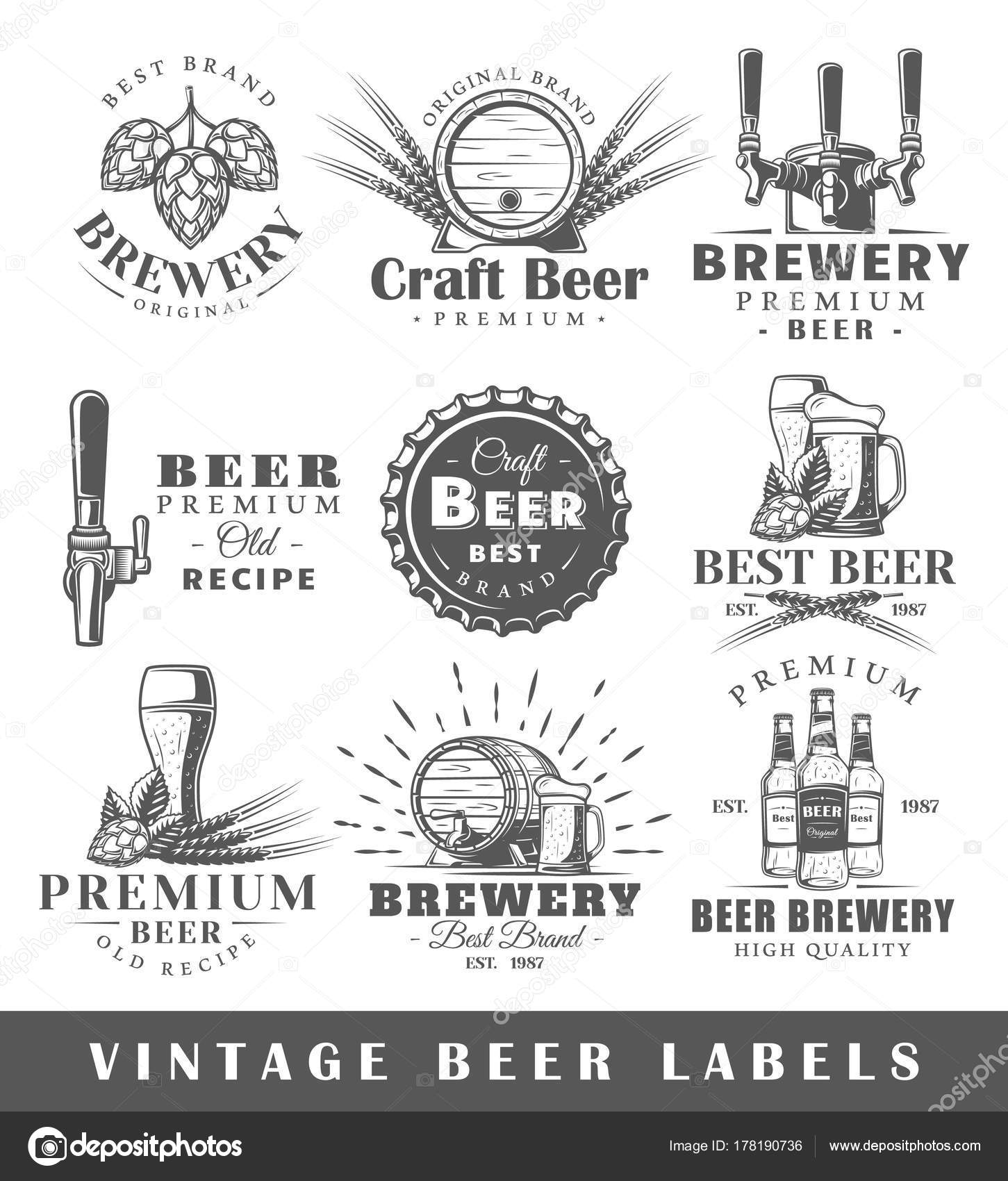 Download Set Of Vintage Beer Labels Vector Image By C Shabanov Sergey Vector Stock 178190736
