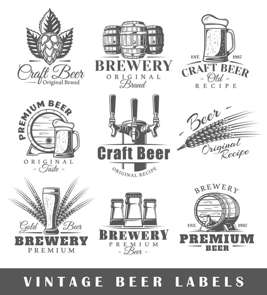 Set vintage bier etiketten — Stockvector