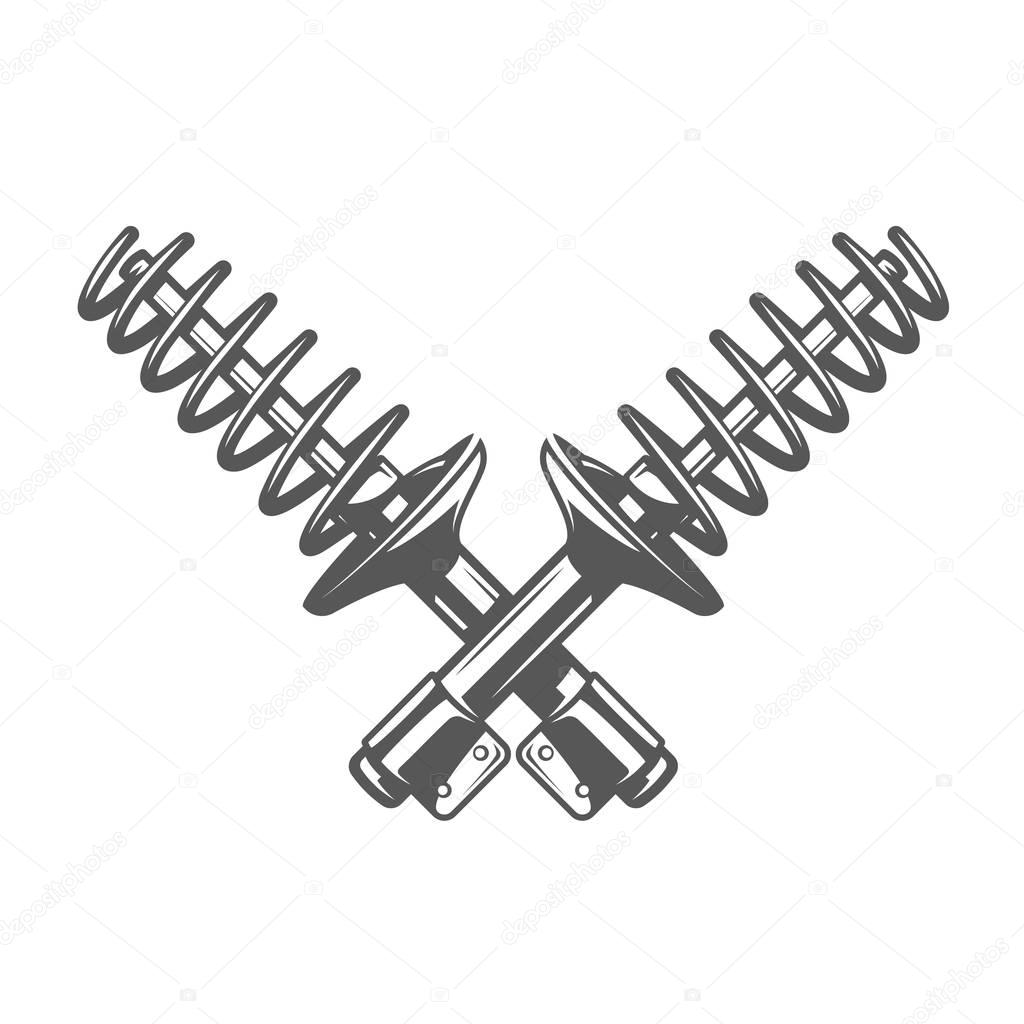 Element of the car service. Shock absorber isolated on white background. Symbol for car service design logos and emblems. Vector illustration