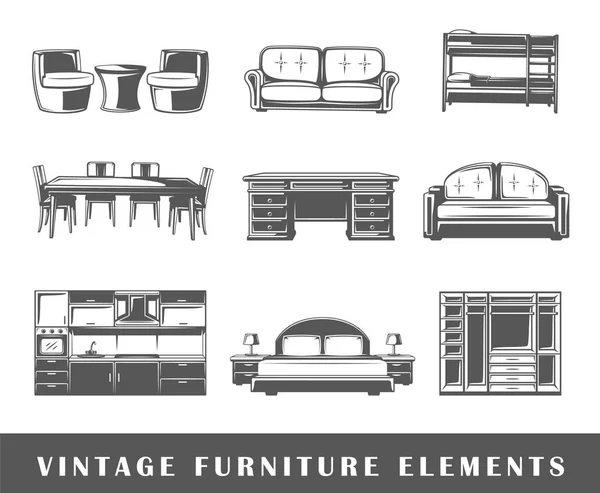 Eine Reihe von Elementen der Möbel — Stockvektor