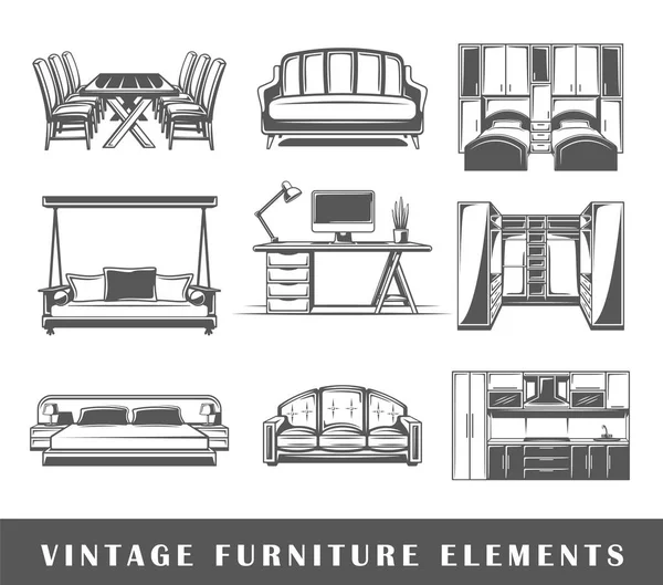 Ensemble d'éléments du mobilier — Image vectorielle