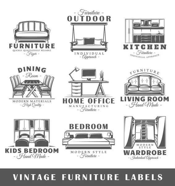 Set of vintage furniture labels — Stock Vector