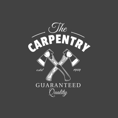 Marangozluk etiketi siyah arkaplanda izole