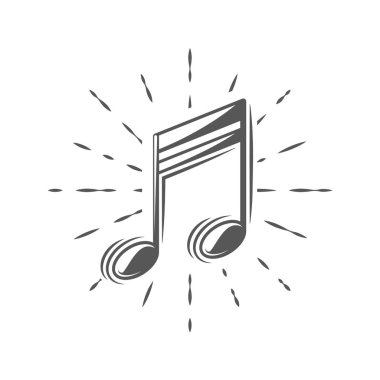 Müzik notaları havai fişeklerin arka planında resmedilir