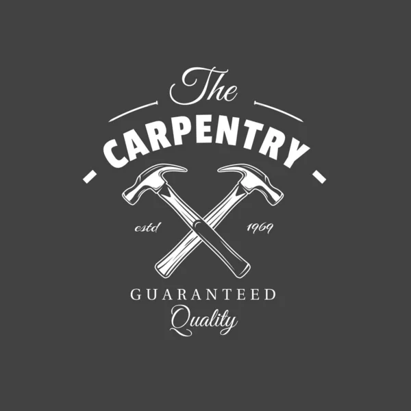 Carpentry label isolated on black background — Stock Vector