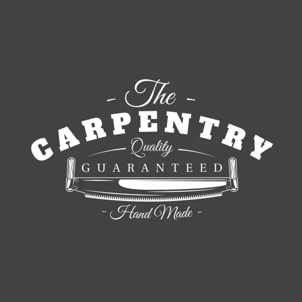 Carpentry label isolated on black background — 스톡 벡터