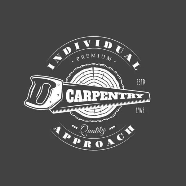 Carpentry label isolated on black background — 스톡 벡터