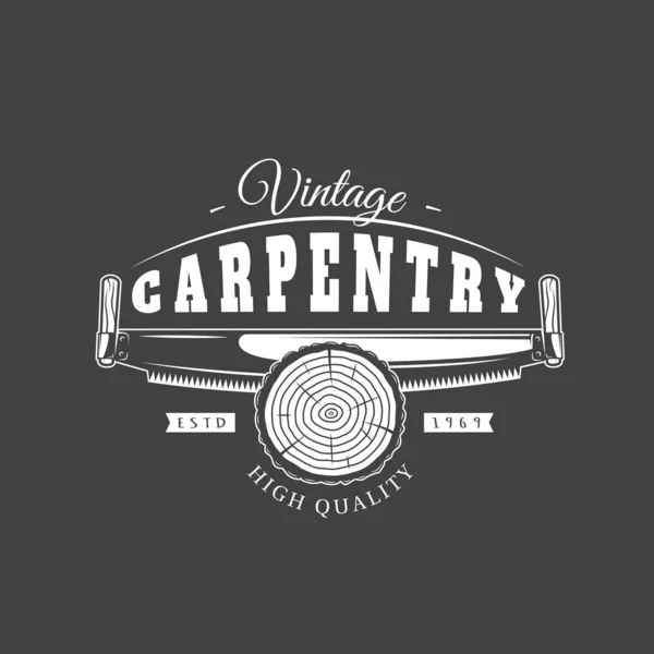 Carpentry label isolated on black background — 스톡 벡터