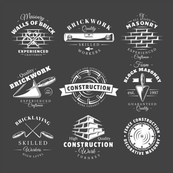 Set of vintage construction labels
