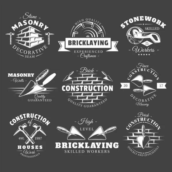 Set of vintage construction labels — Stock Vector