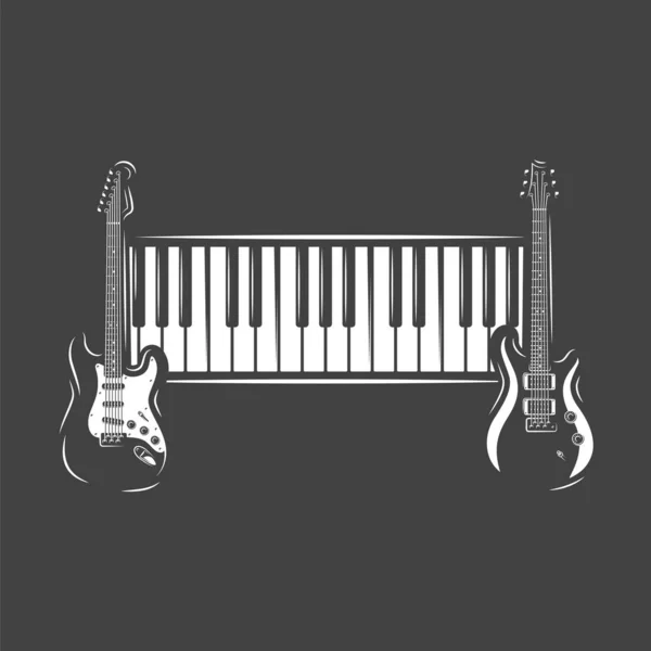 Dos guitarras y teclado de piano — Vector de stock