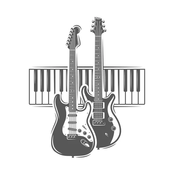 Two guitars and piano keyboard — 스톡 벡터