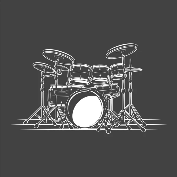 Drums isolated on a black background — 스톡 벡터