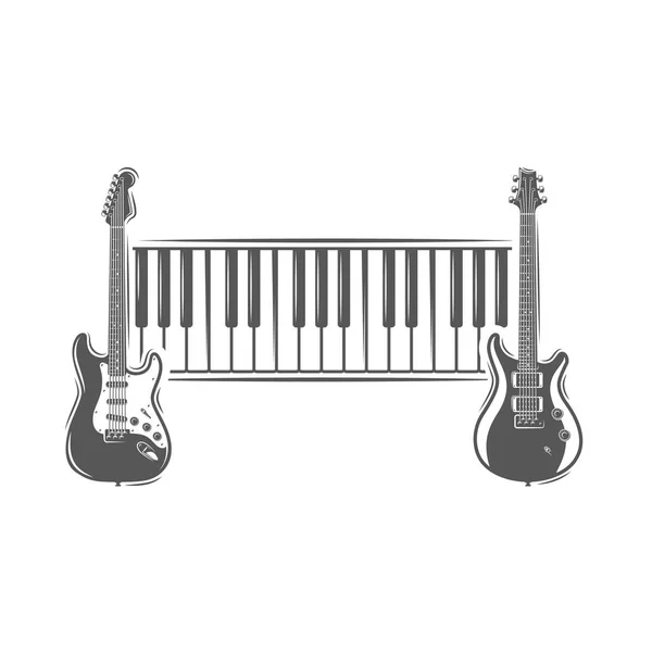 Duas guitarras e teclado de piano — Vetor de Stock