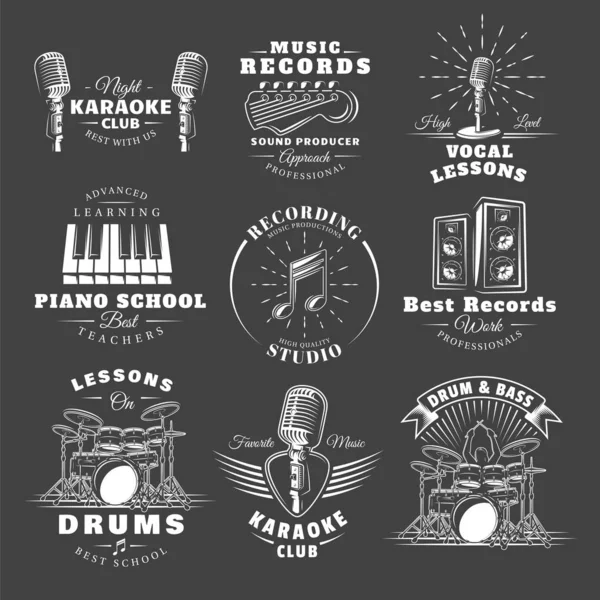 Conjunto de etiquetas musicales vintage — Archivo Imágenes Vectoriales