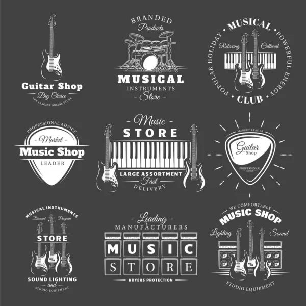 Conjunto de etiquetas musicales vintage — Vector de stock