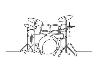 Devamlı bir davul çizgisi. Beyaz arka planda izole edilmiş bir müzik aleti. Müzik kavramı. Vektör illüstrasyonu