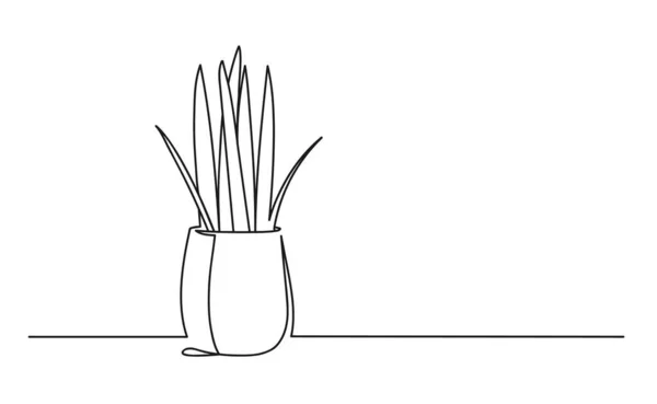 Nepřetržitá Jednořádková Kresba Květiny Květináči Krásná Květina Izolované Bílém Pozadí — Stockový vektor