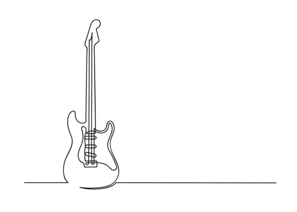 Dibujo Continuo Una Línea Una Guitarra Instrumento Musical Aislado Sobre — Vector de stock