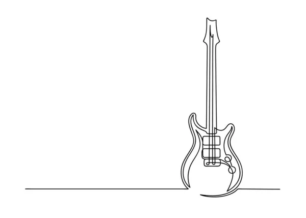 Συνεχές Σχέδιο Μιας Γραμμής Μιας Κιθάρας Μουσικό Όργανο Απομονωμένο Λευκό — Διανυσματικό Αρχείο